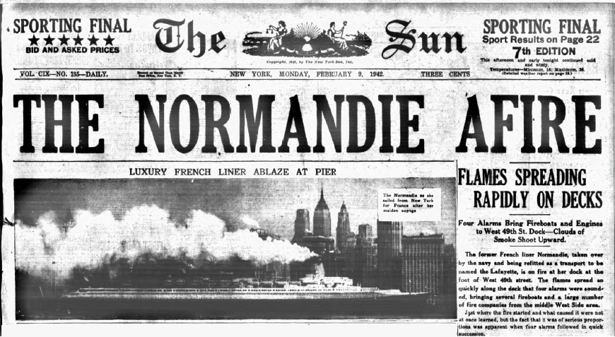 SS Normandie Fire Fire Fighter America S Fireboat   Headline.bmp