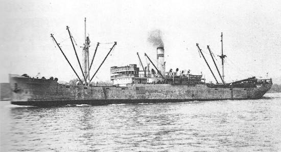 SS Alcoa Guide, a near-sister ship to the SS El Estero, in her three-member class also built at Downey Ship Building at Staten Island and representative of how the El Estero likely appeared in April 1943.